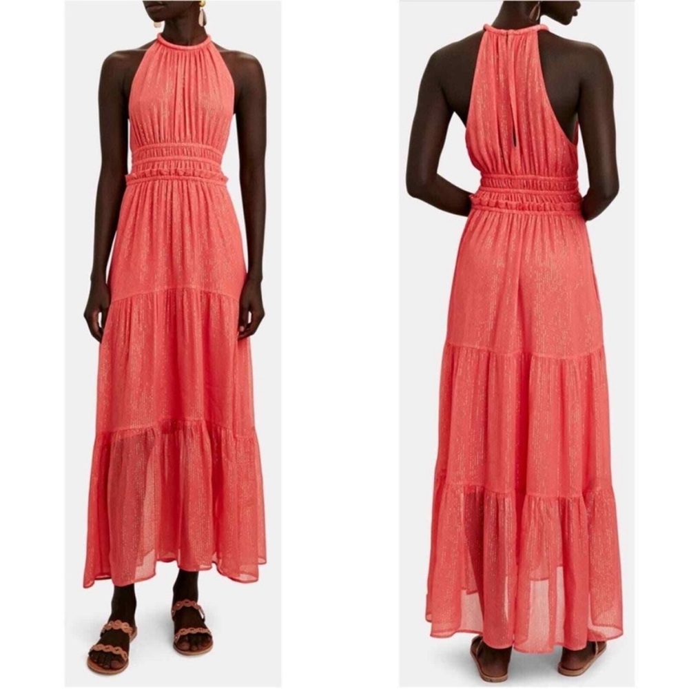 A.L.C. Elara Silk Dress.  Coral color, halter style. Brand new. Size 6.